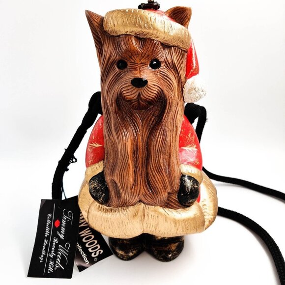 Timmy Woods Santa Dog Yorkie Limited Edition Miniaudiere Bag - Picture 1 of 10